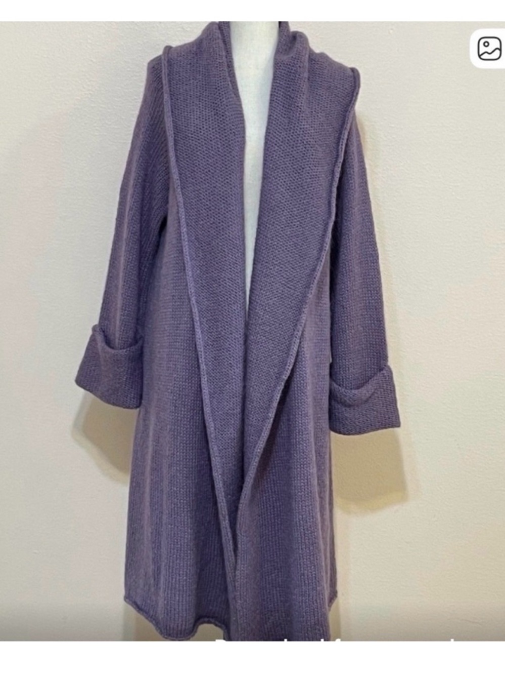 Soft Sureounding Cozy Plush Lavender Open-Front Knit Cardigan Coat PS